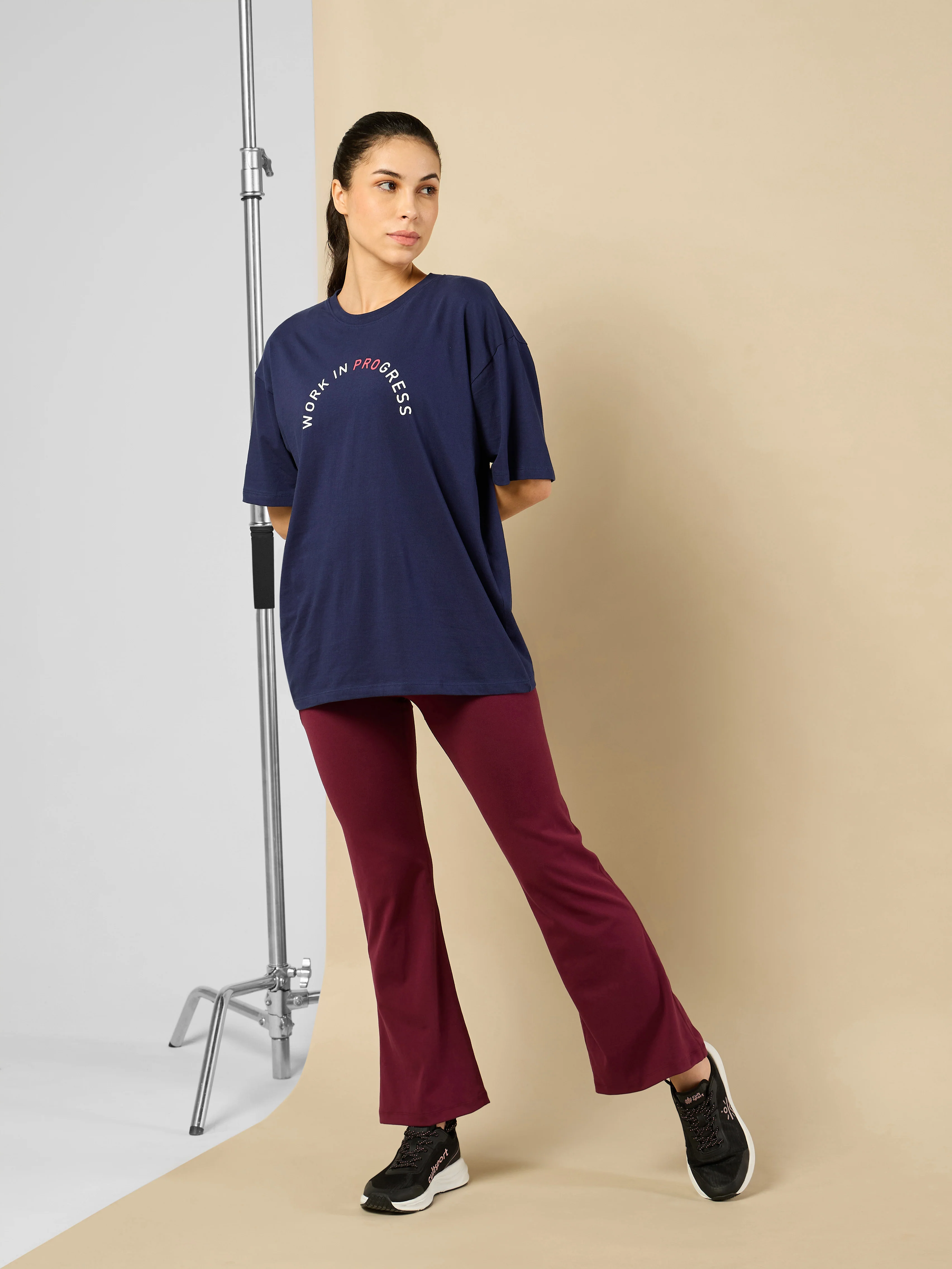 Women's Lifestyle Cotton Oversized Graphic Navy T-shirt - Image 2