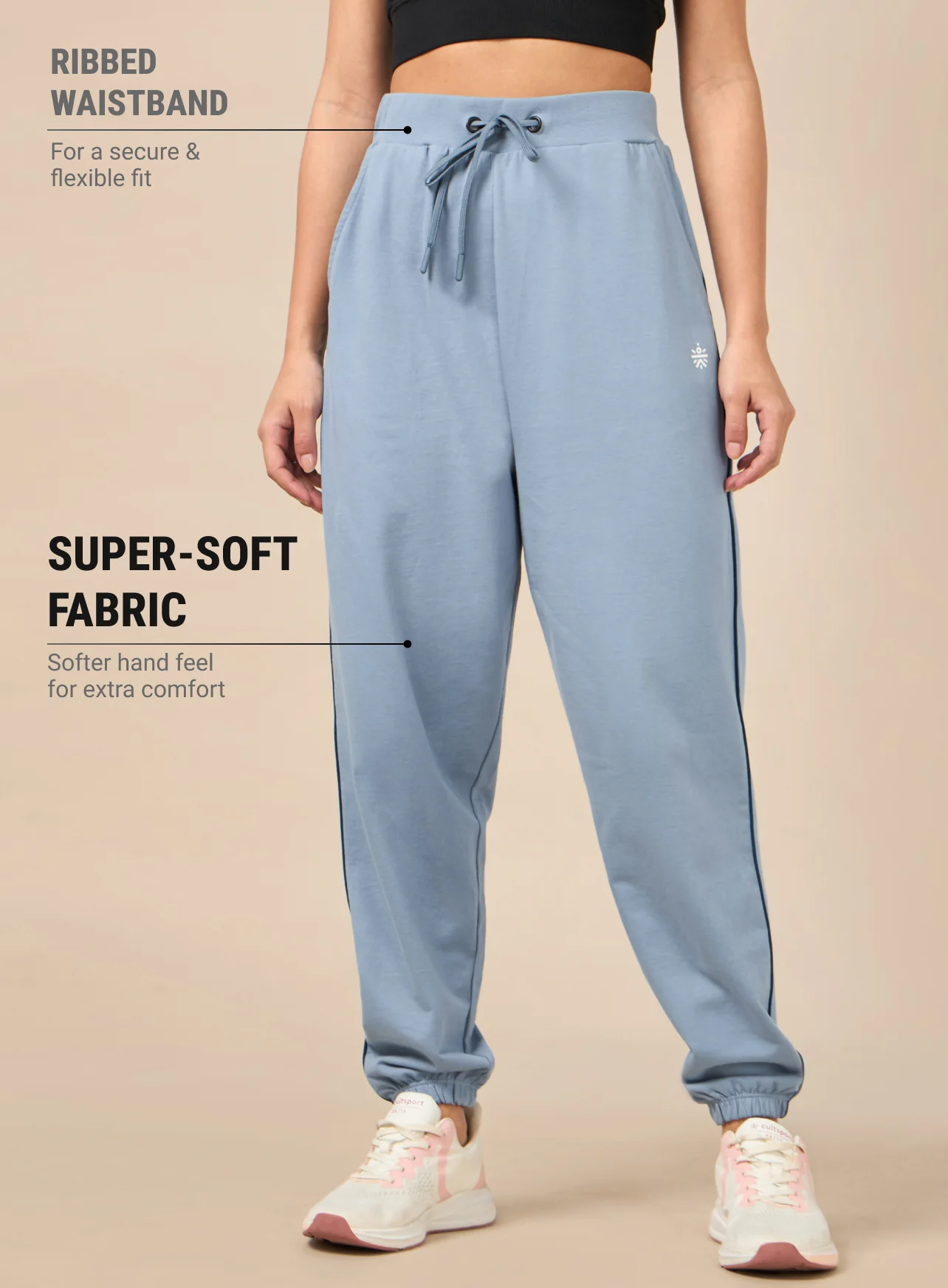 Women's Light Blue Relaxed Joggers - Image 4