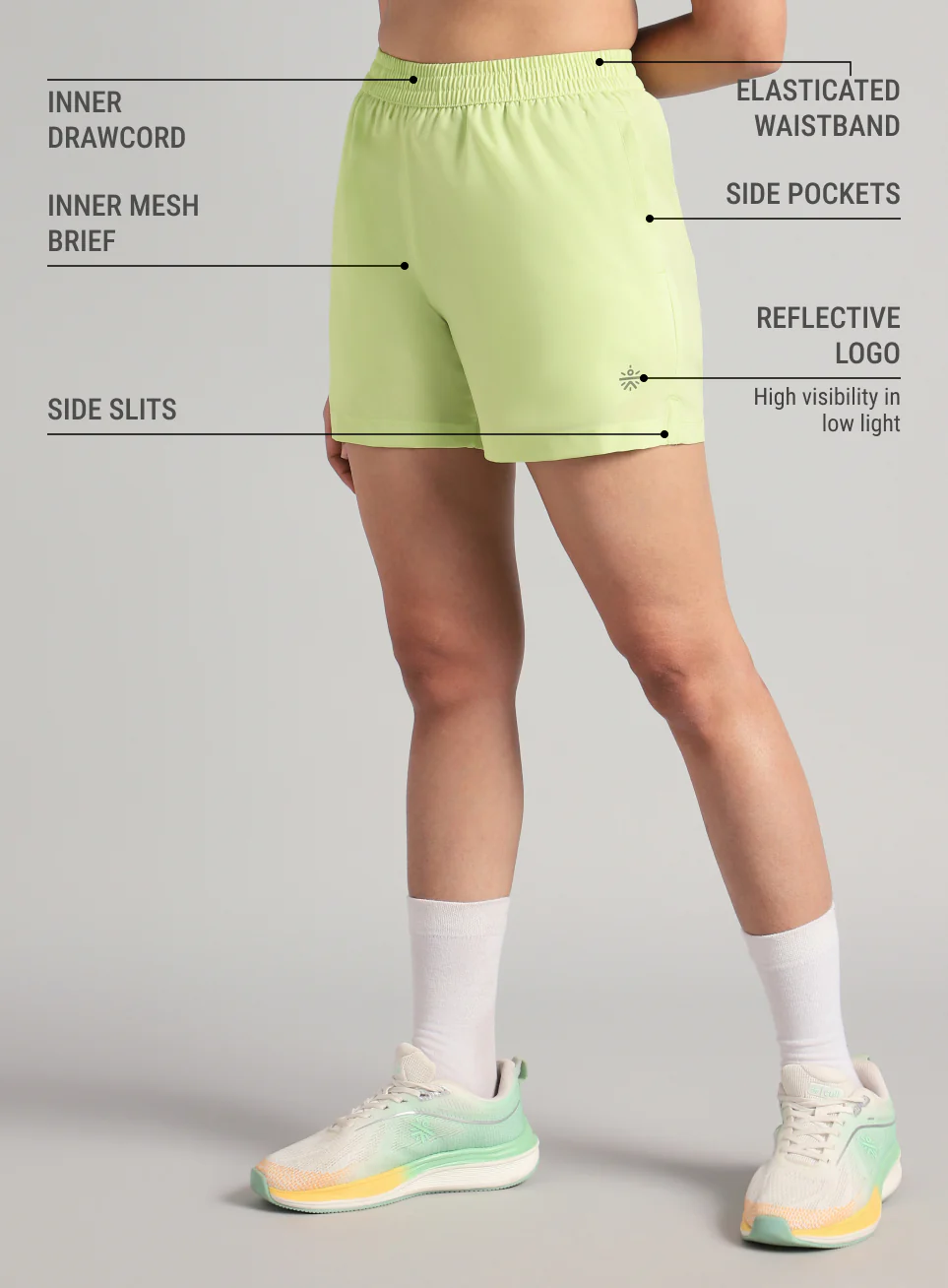 Women's Lime Elevated Run Shorts - Image 5
