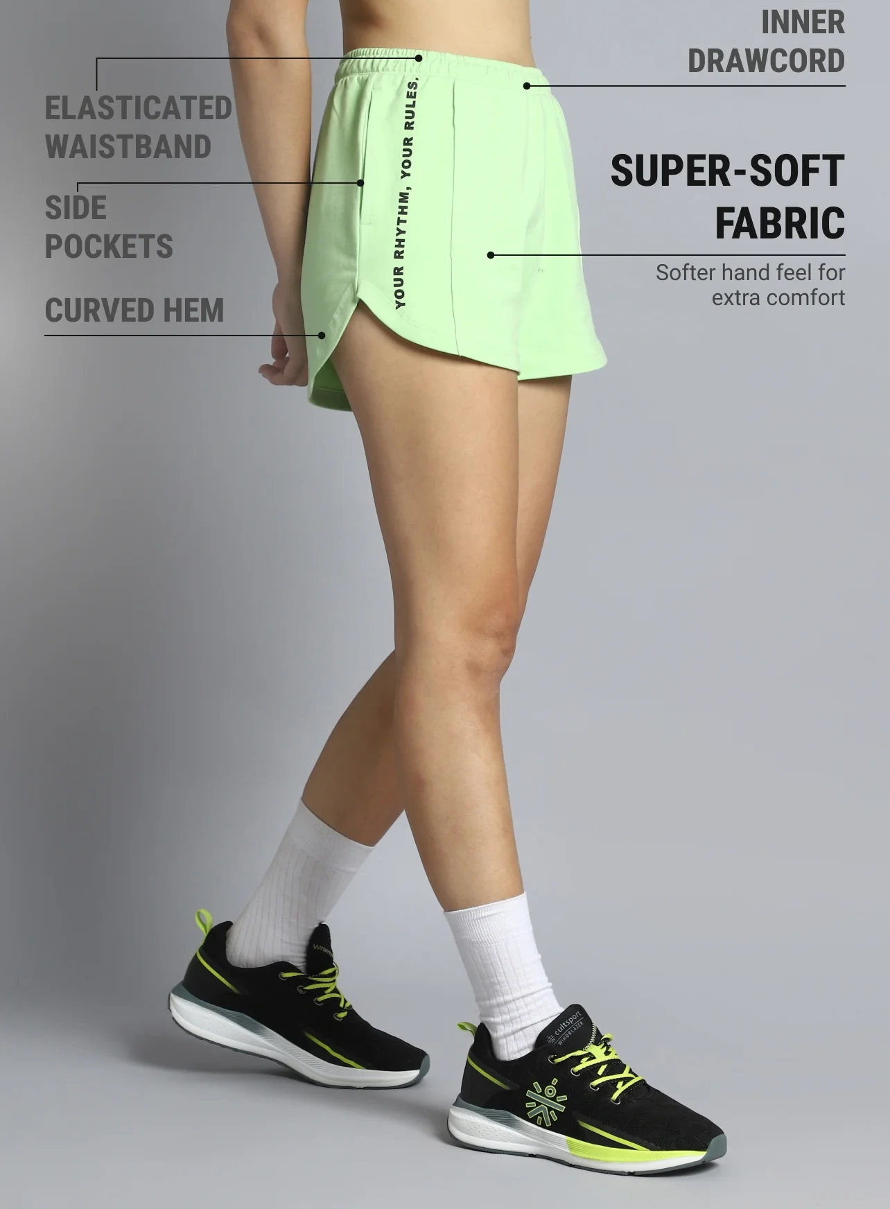 Women's Lime Move it Shorts - Image 5