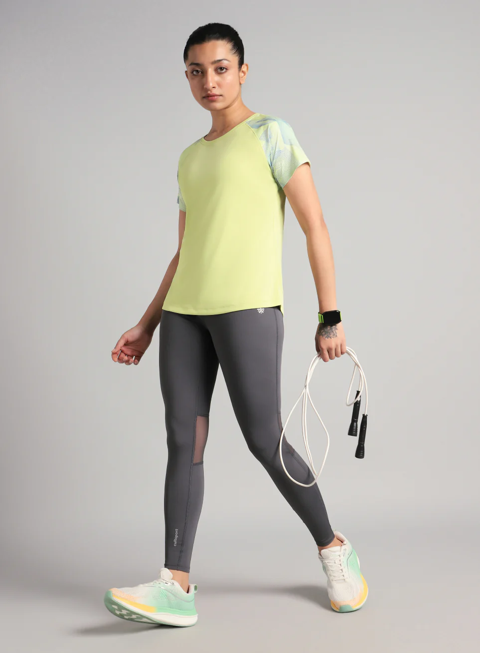 Women's Lime Printed Ultimate Training T-shirt - Image 2