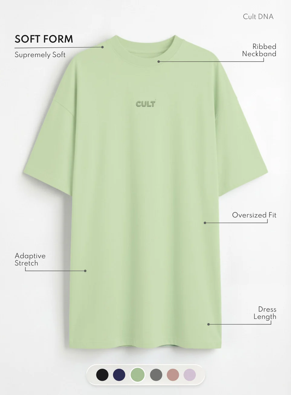 Women's Lime Soft Form Oversized T-shirt Dress - Image 4