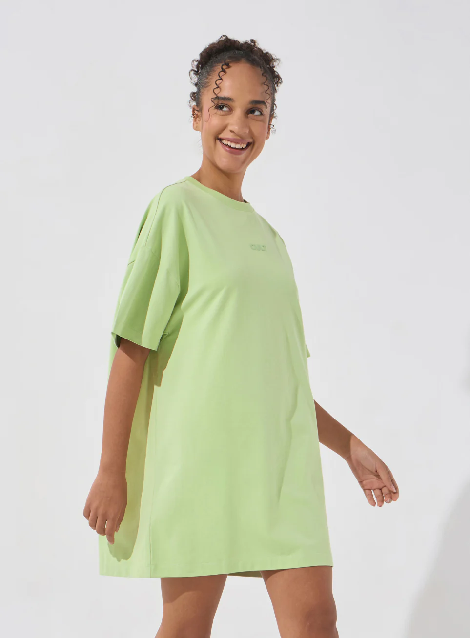 Women's Lime Soft Form Oversized T-shirt Dress - Image 5