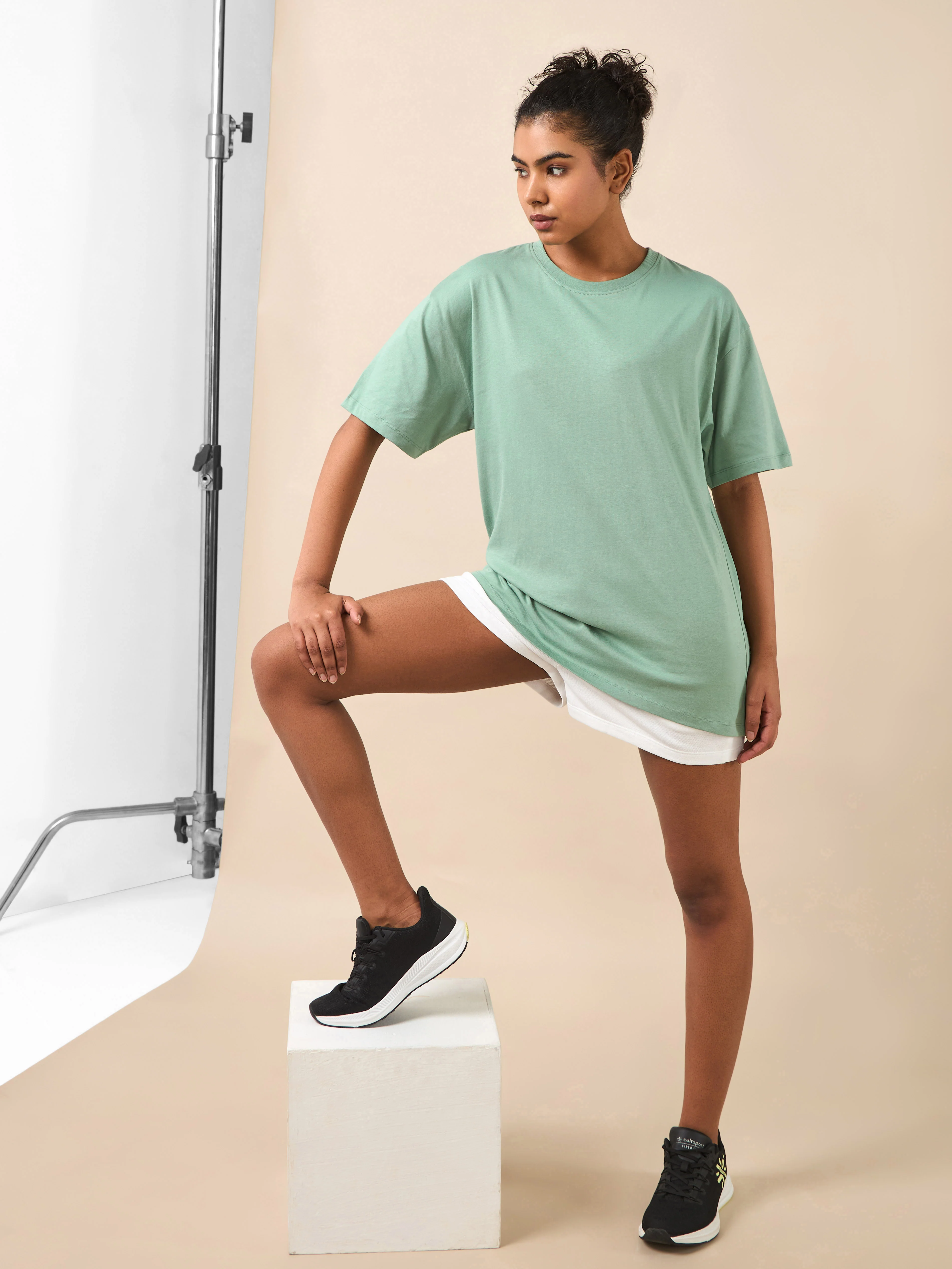 Women's Lounge Oversized Fit Green T-shirt - Image 3