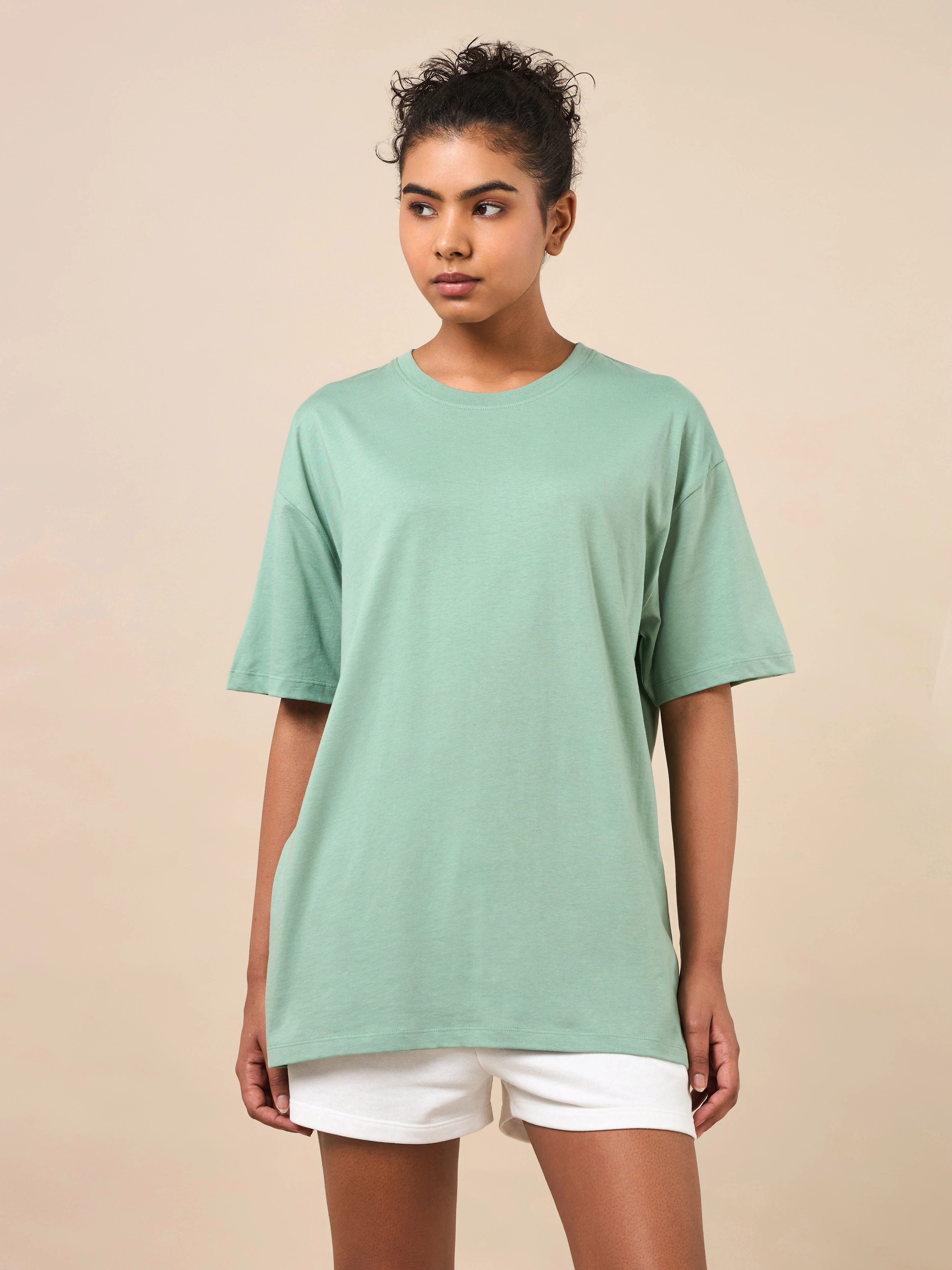 Women's Lounge Oversized Fit Green T-shirt - Image 4