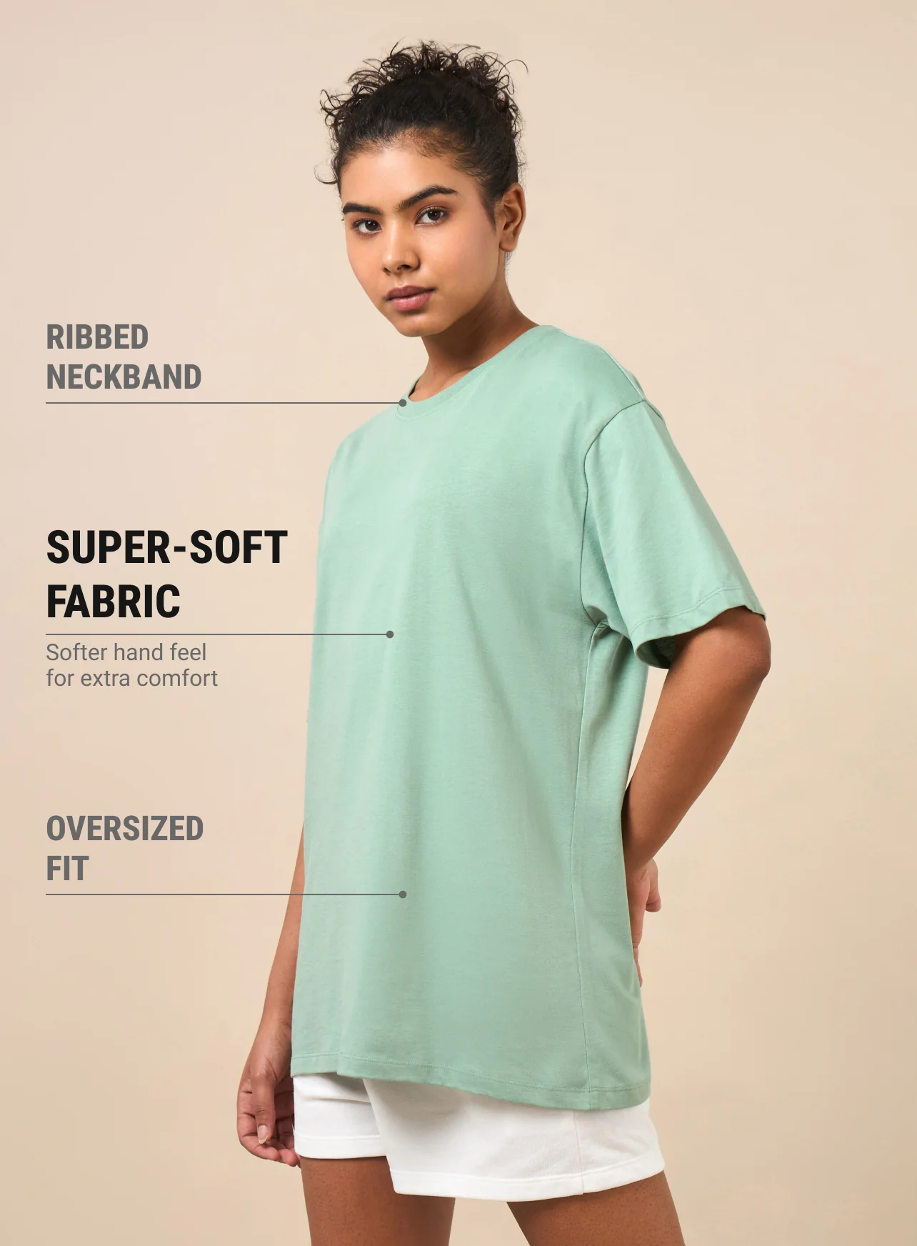 Women's Lounge Oversized Fit Green T-shirt - Image 5
