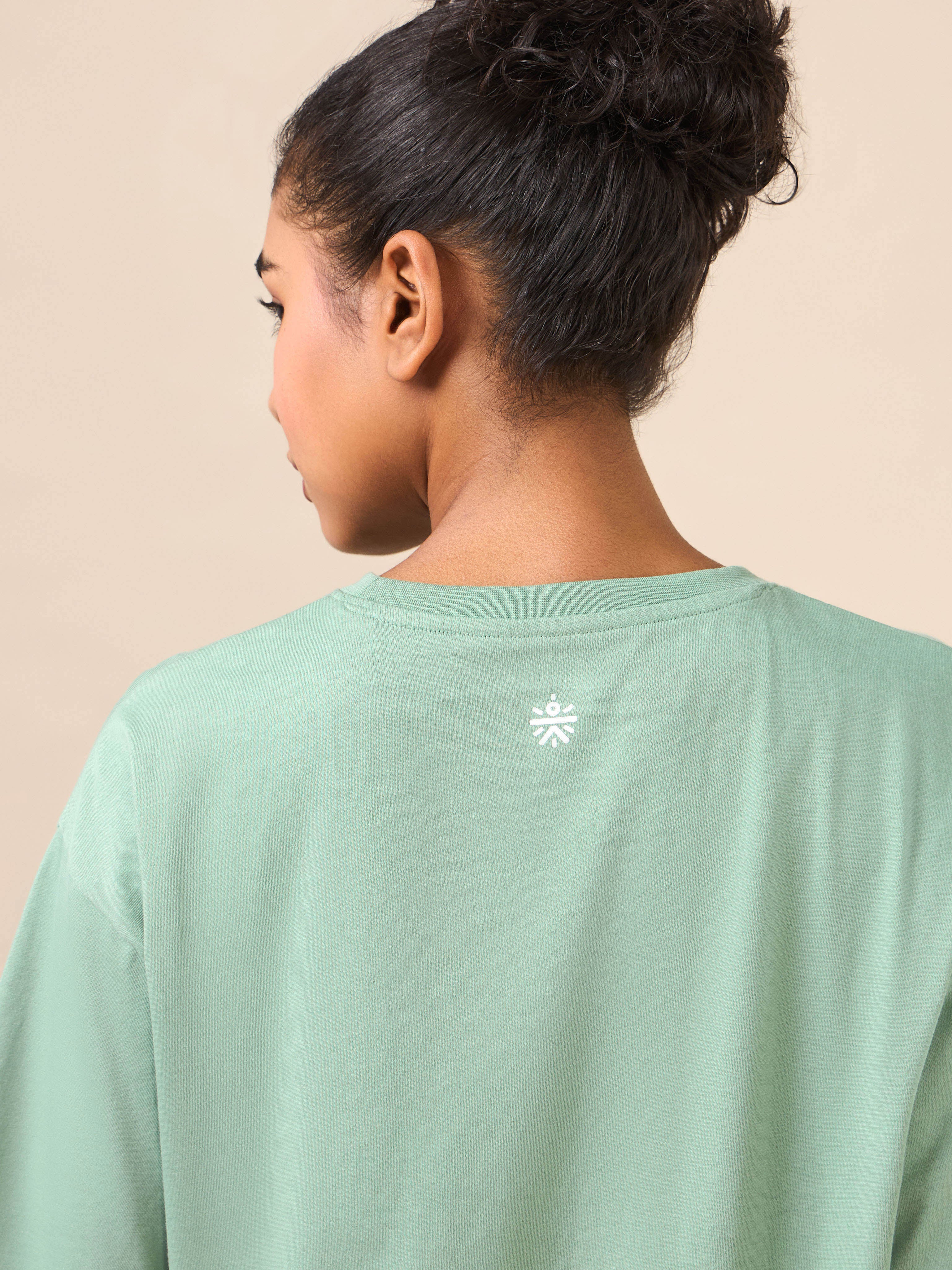 Women's Lounge Oversized Fit Green T-shirt - Image 8