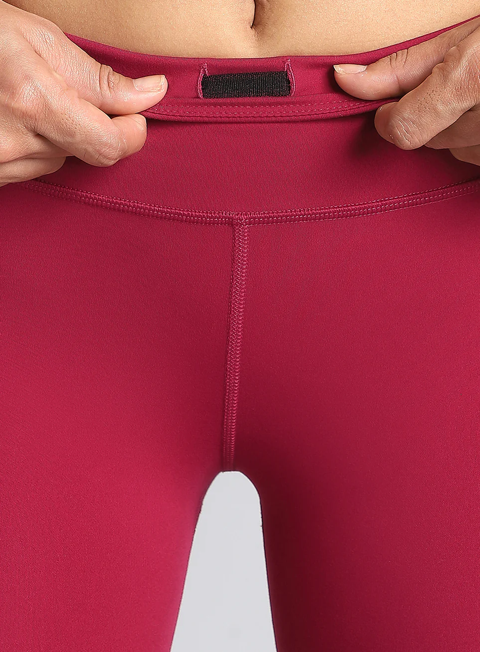 Women's Maroon Absolute Fit Tights with Logo Print and Back Pocket - Image 9