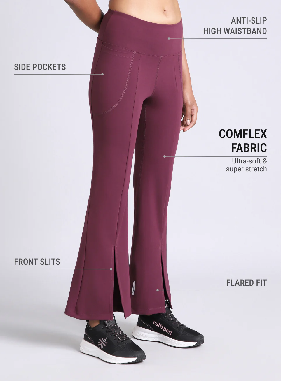 Women's Maroon All Format Training COMFlex Flare Pants - Image 5