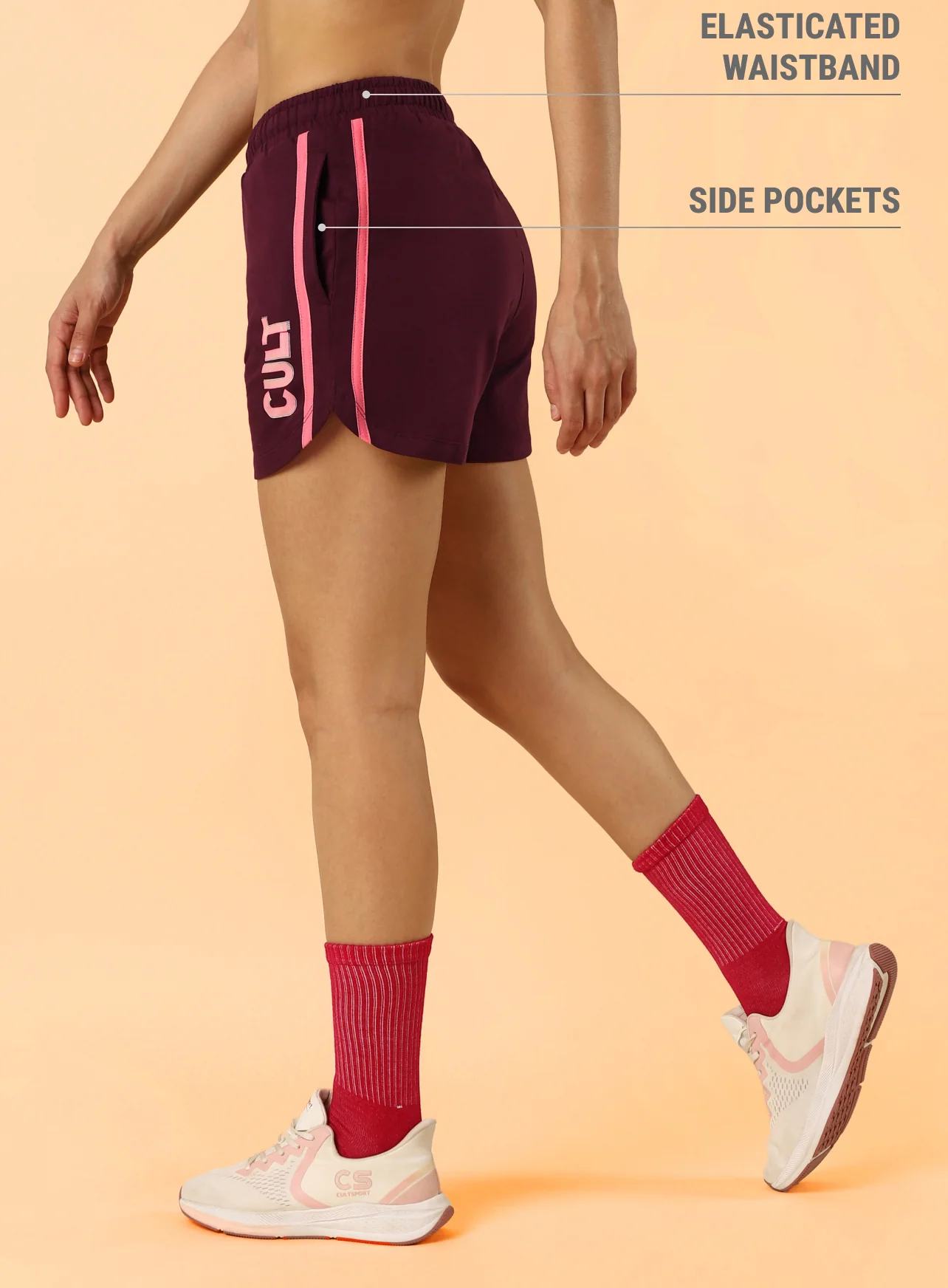 Women's Maroon Club Brand Carrier Shorts - Image 5