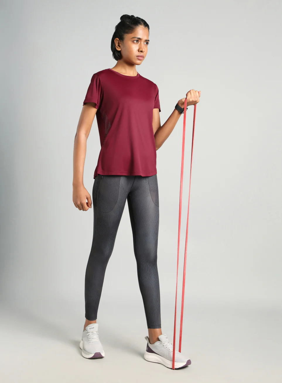 Women's Maroon Contour Print T-shirt - Image 2