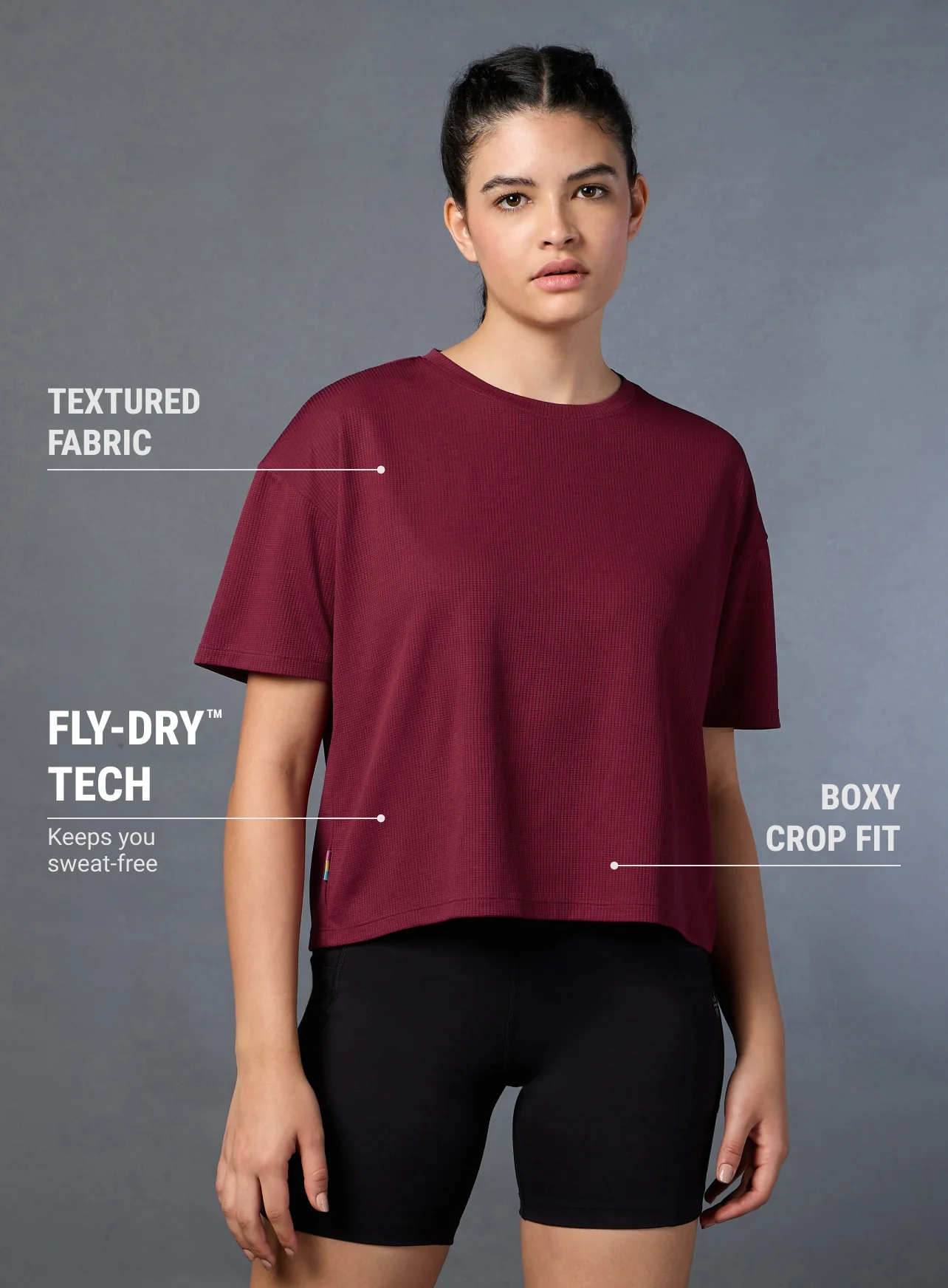 Women's Maroon Cropped T-shirt - Image 4