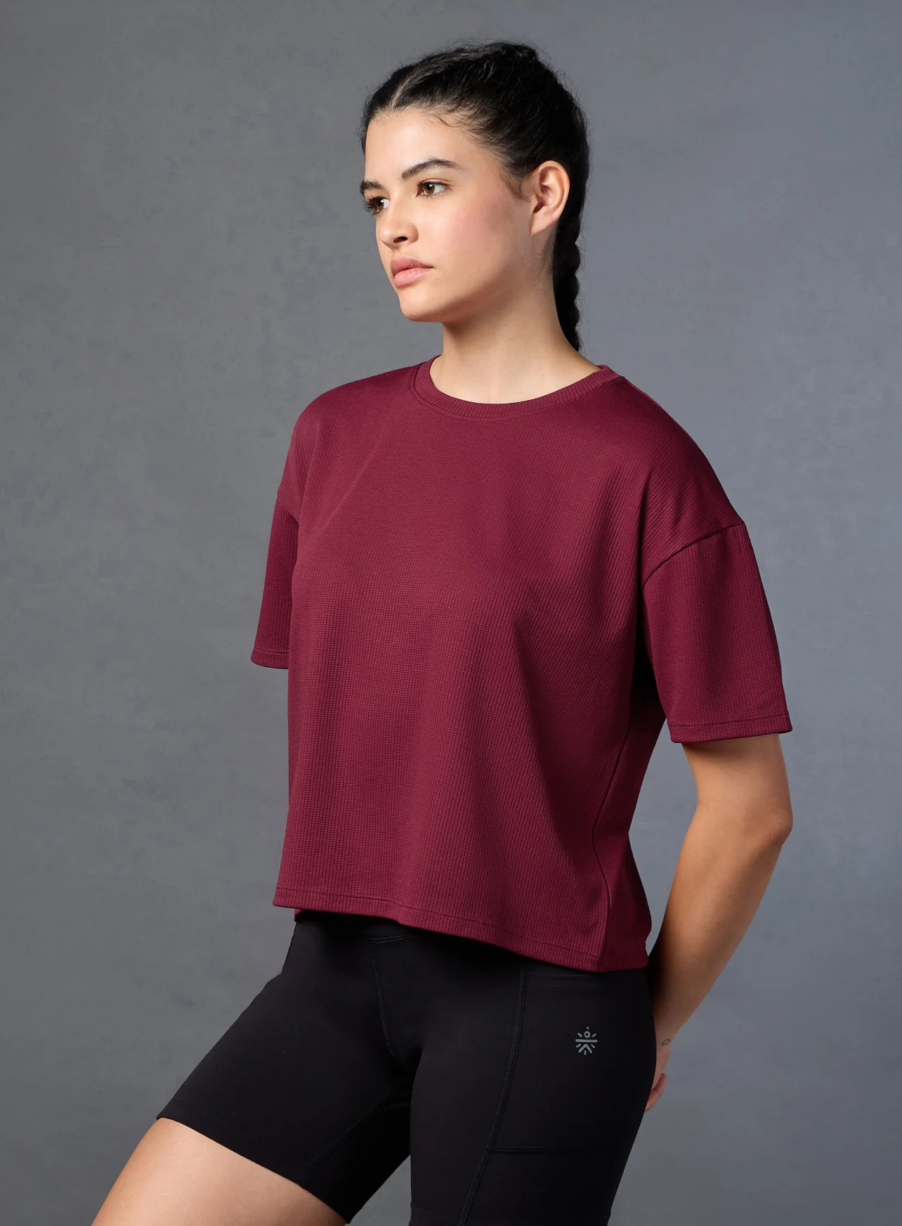 Women's Maroon Cropped T-shirt - Image 5