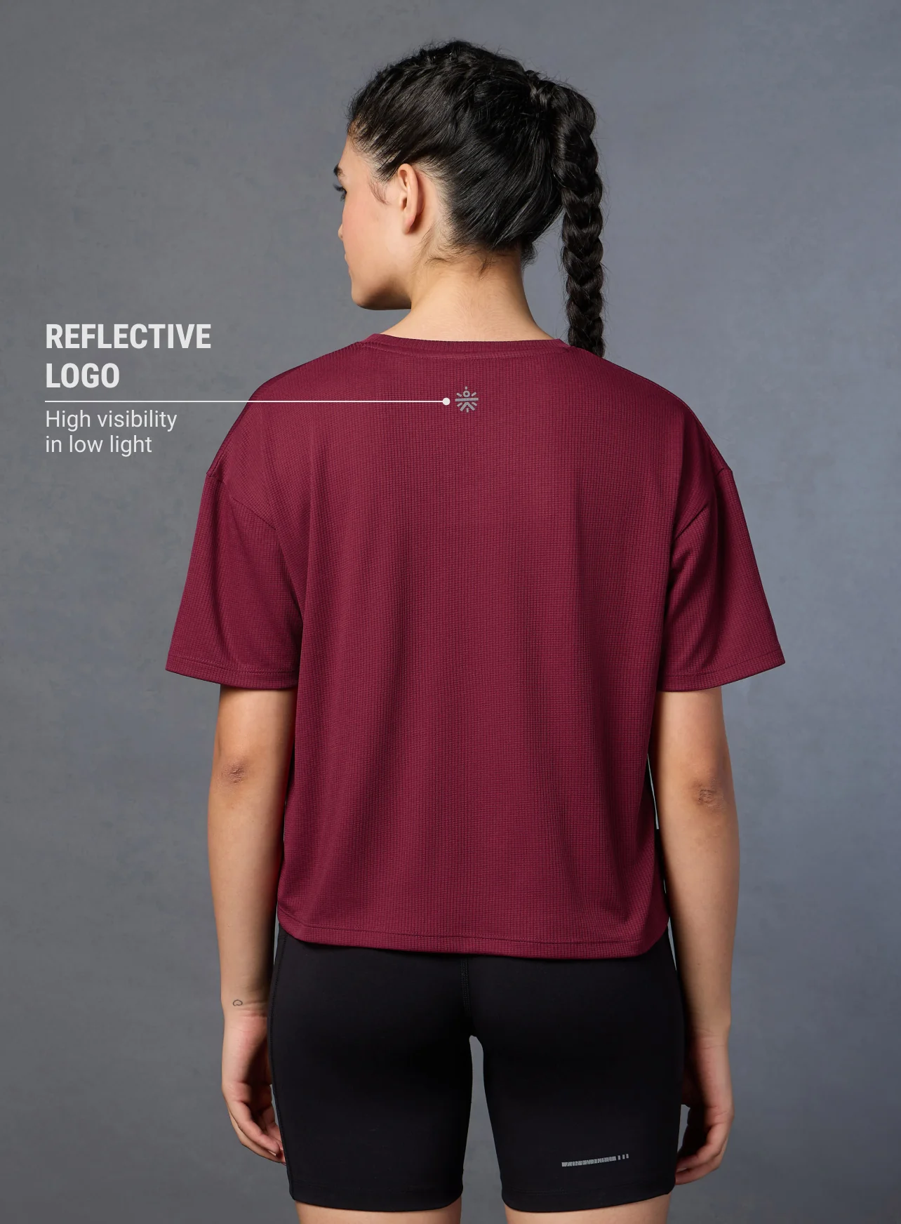 Women's Maroon Cropped T-shirt - Image 6