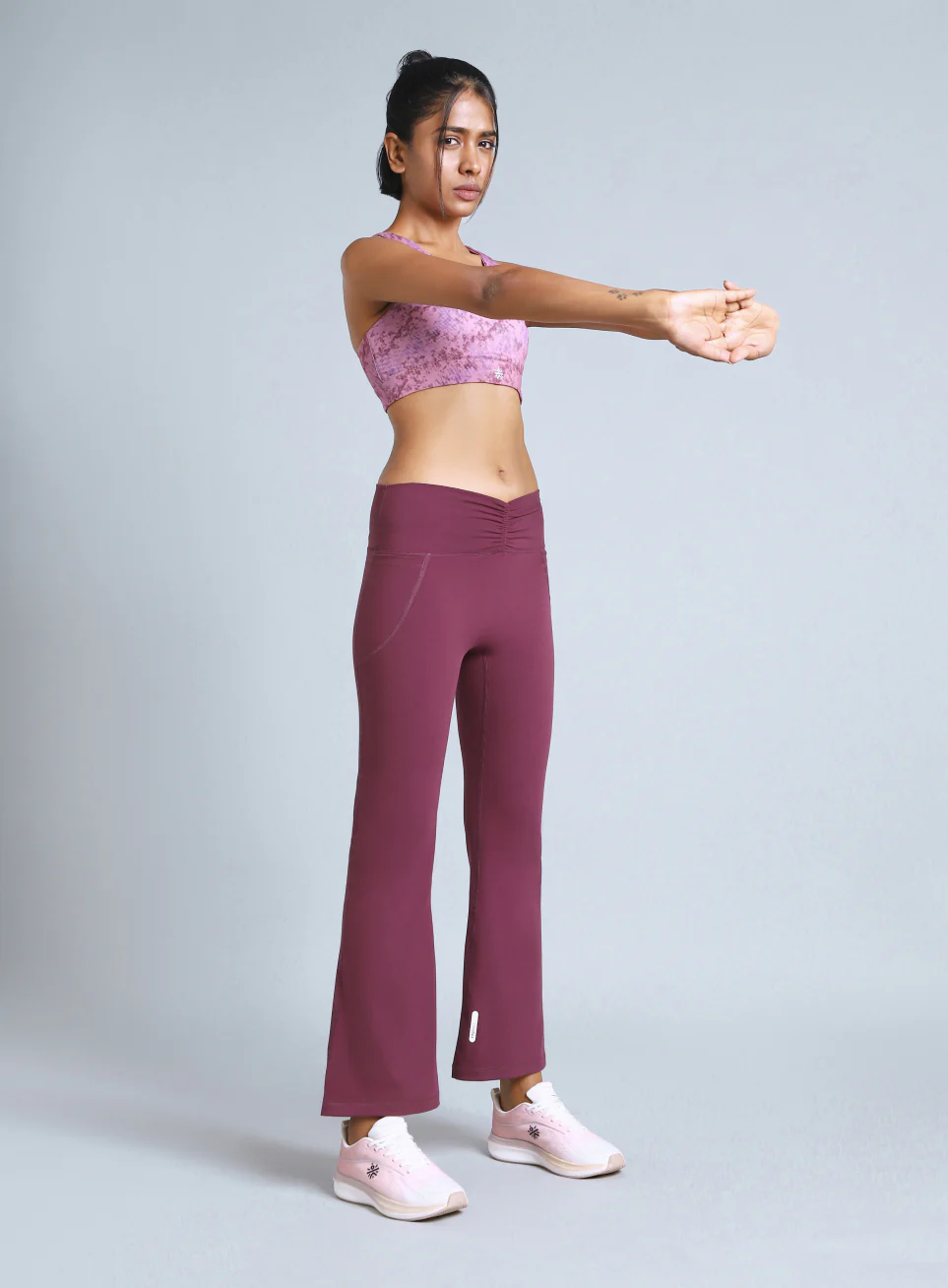 Women's Maroon Flow Training COMFlex Flare Pants - Image 2