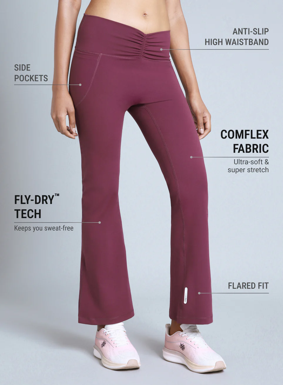Women's Maroon Flow Training COMFlex Flare Pants - Image 5