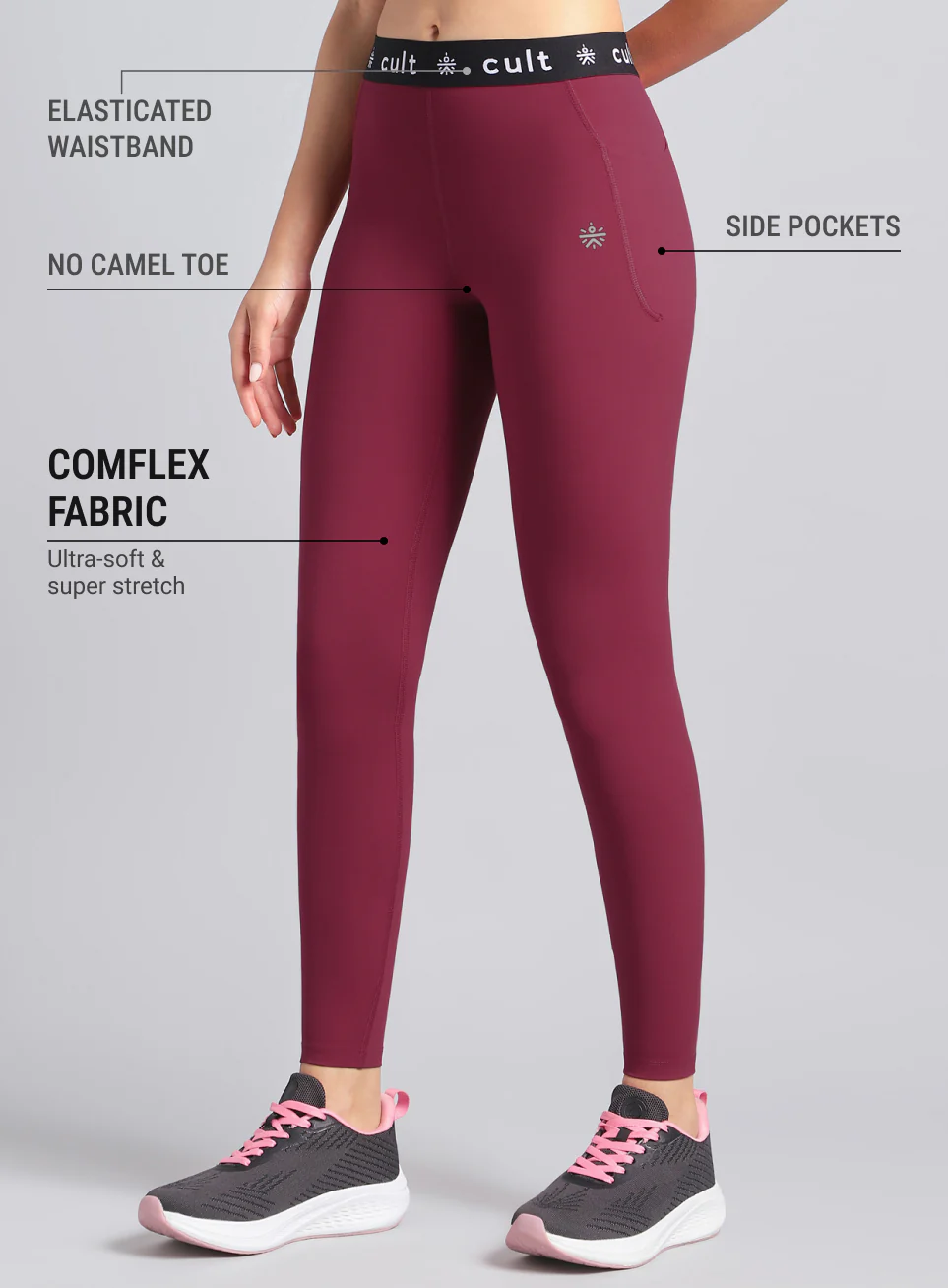 Women's Maroon Move Easy COMFlex Tights - Image 5