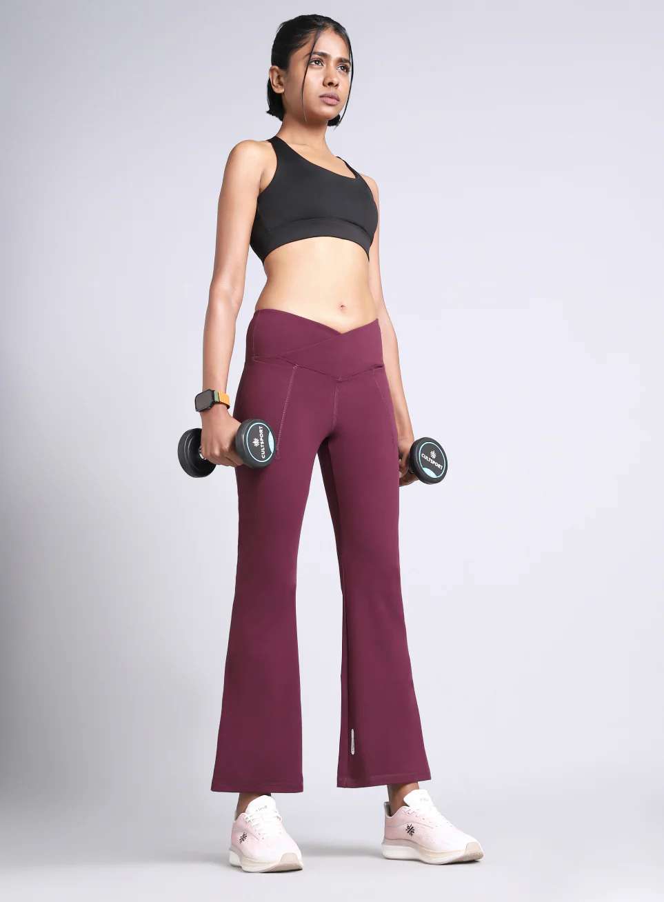 Women's Maroon Pilates COMFlex Flare Pants - Image 2