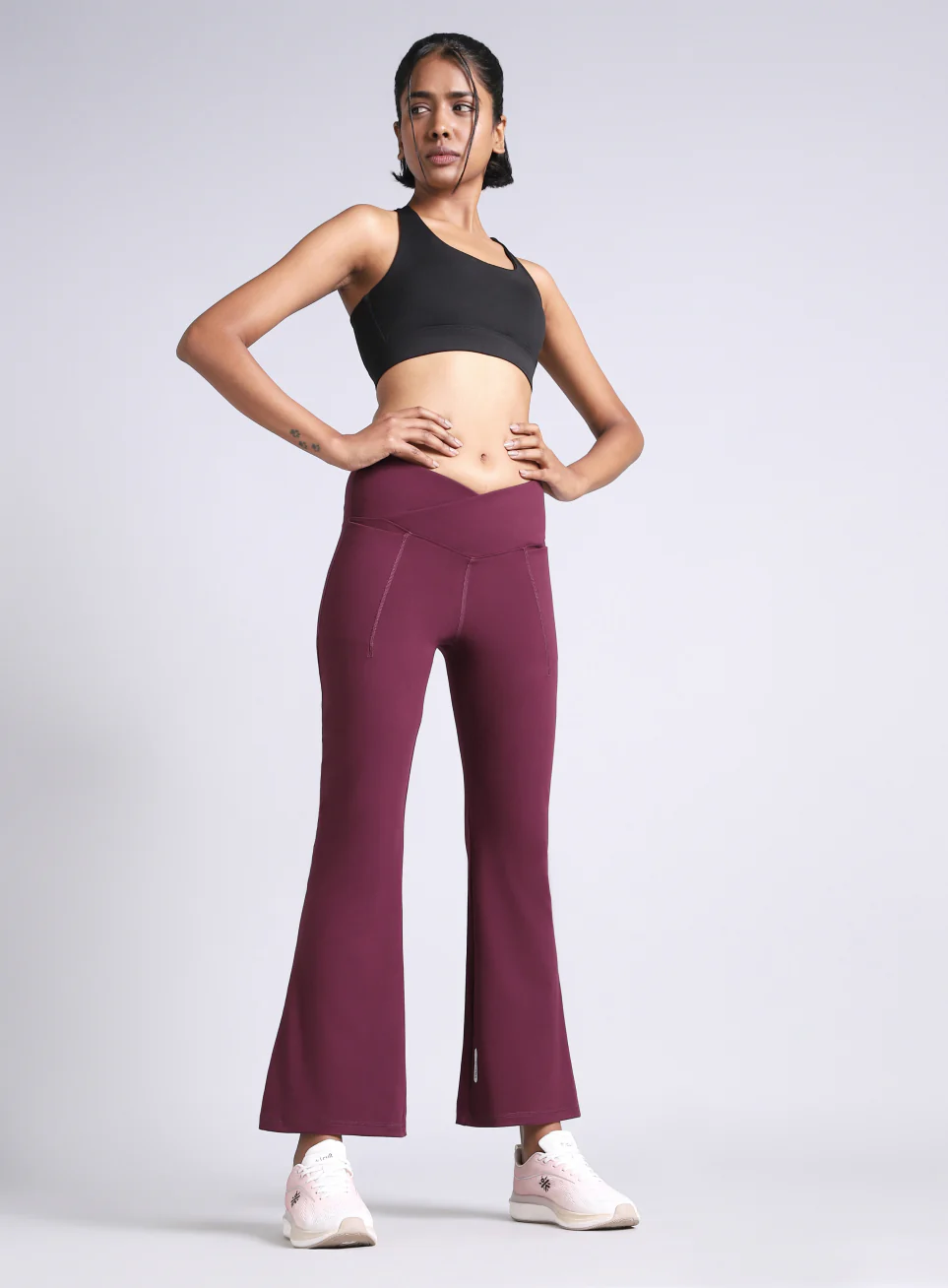 Women's Maroon Pilates COMFlex Flare Pants - Image 3