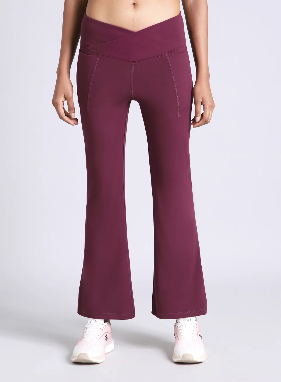 Women's Maroon Pilates COMFlex Flare Pants - Image 4