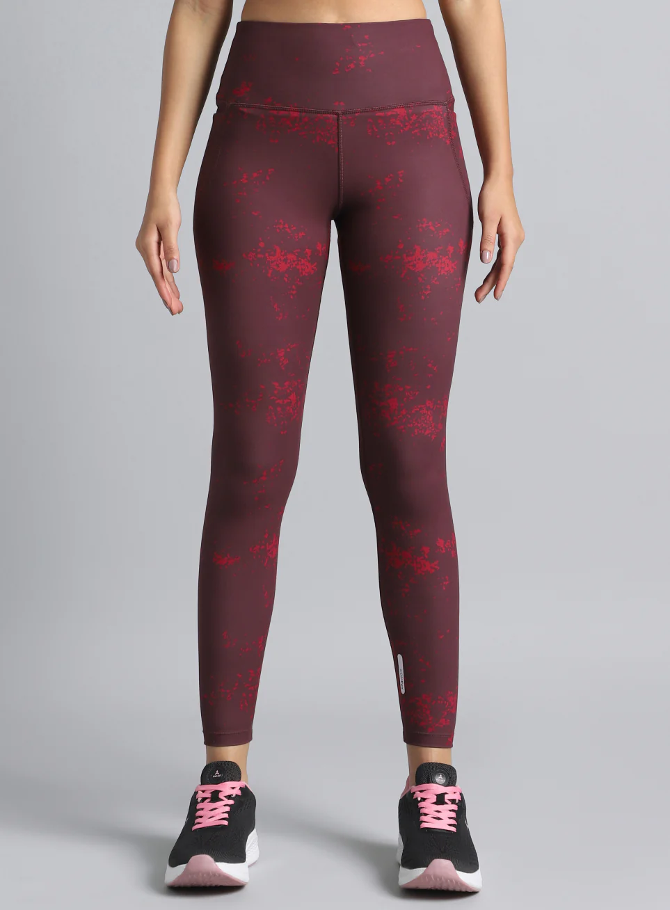 Women's Maroon Printed Train All Day COMFlex Tights - Image 4