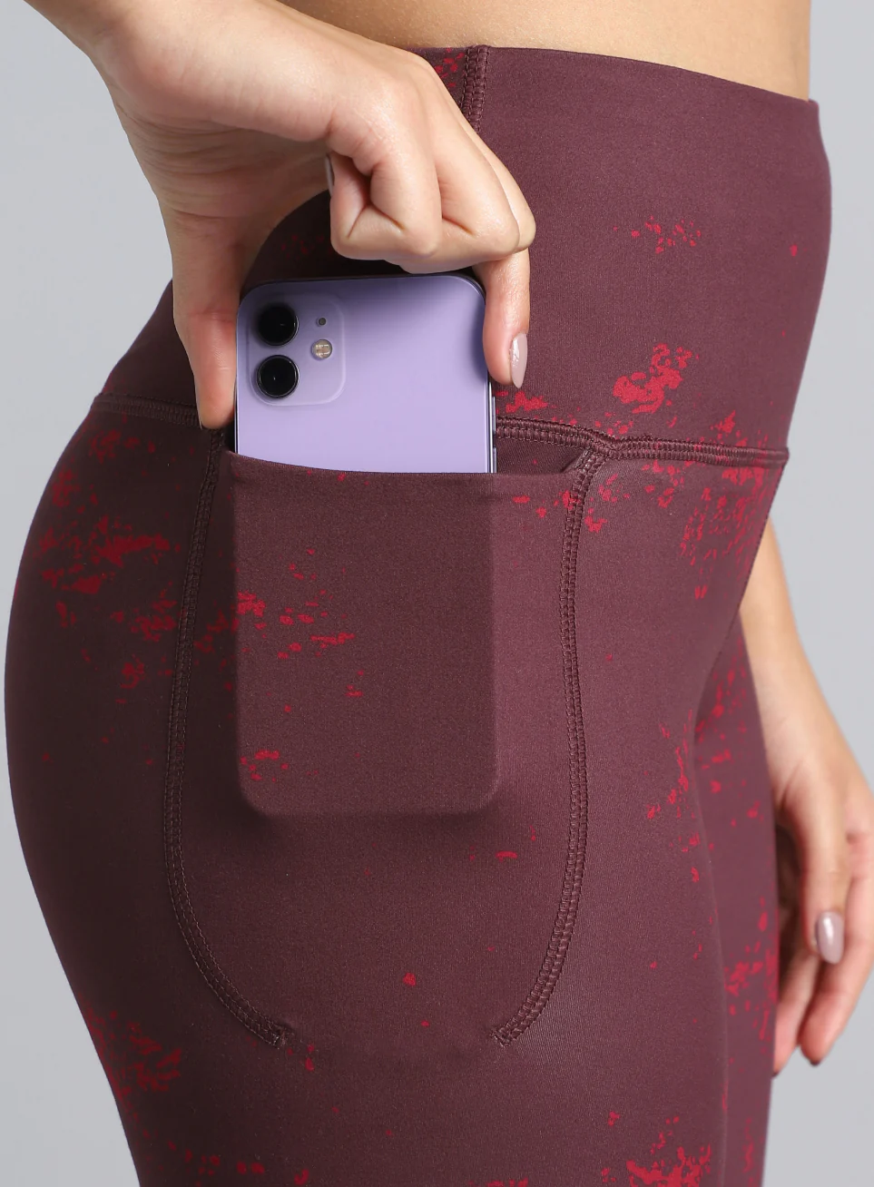 Women's Maroon Printed Train All Day COMFlex Tights - Image 7