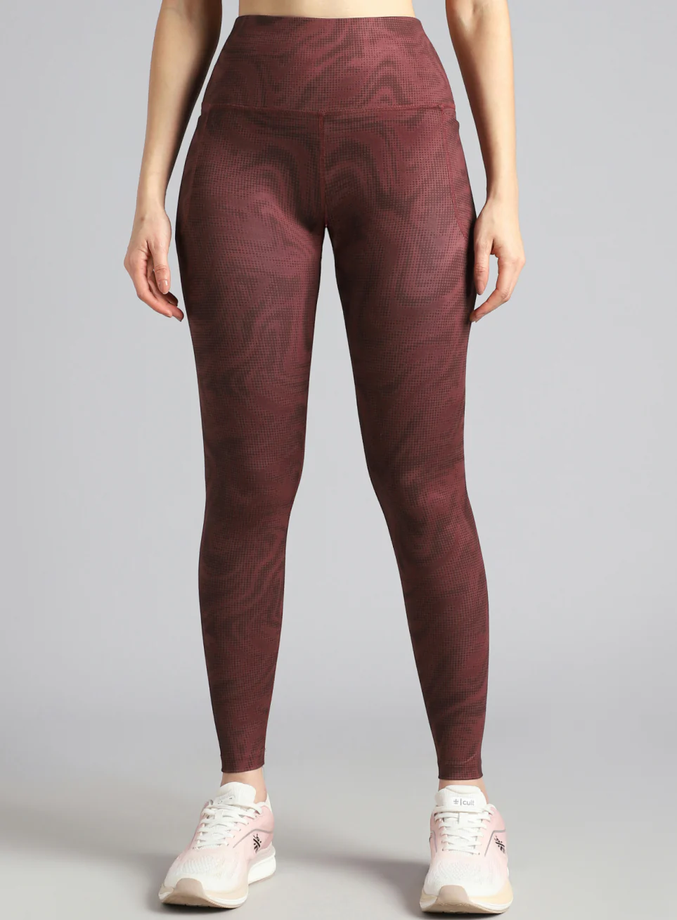Women's Maroon Printed Train All Day COMFlex Tights - Image 4