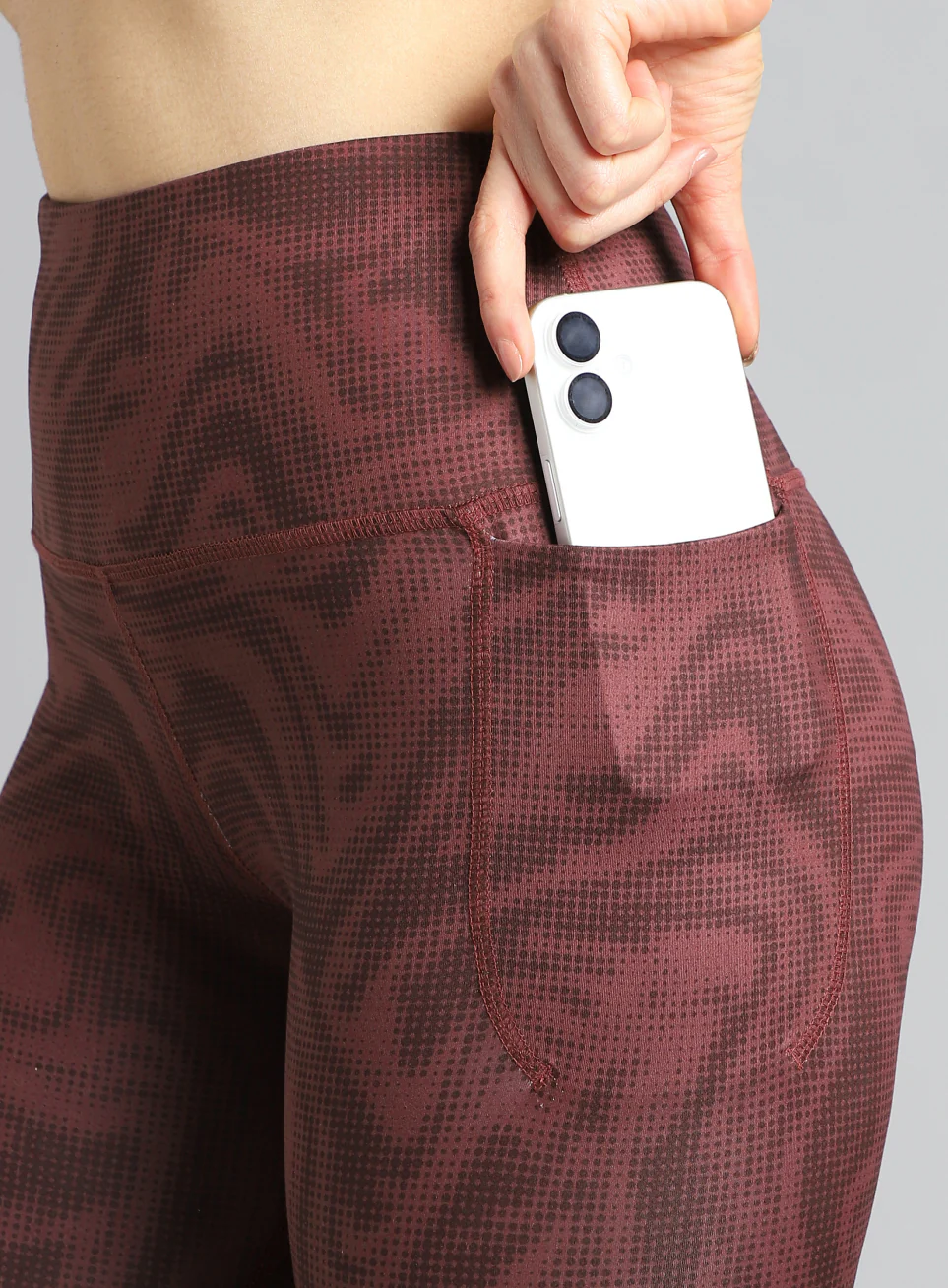 Women's Maroon Printed Train All Day COMFlex Tights - Image 7