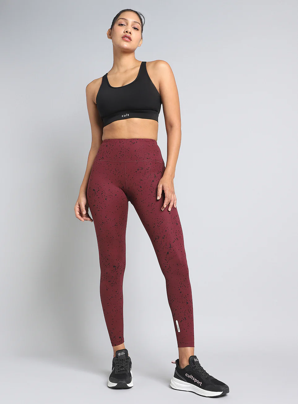 Women's Maroon Printed Train All Day COMFlex Tights - Image 2