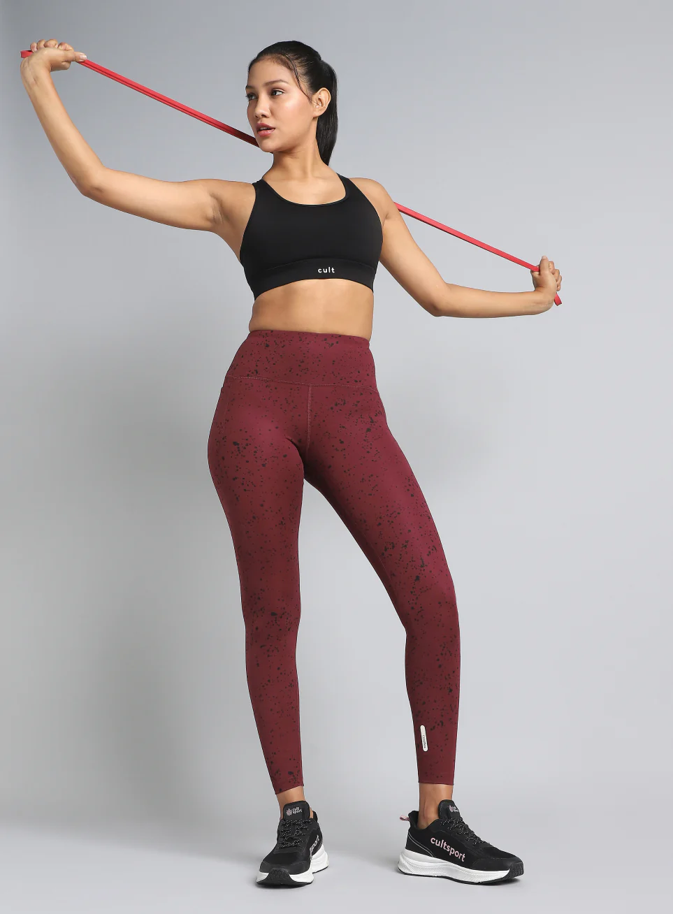 Women's Maroon Printed Train All Day COMFlex Tights - Image 3