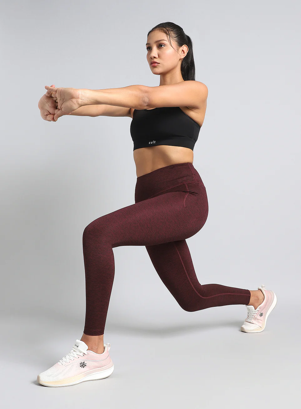 Women's Maroon Printed Train All Day COMFlex Tights - Image 2
