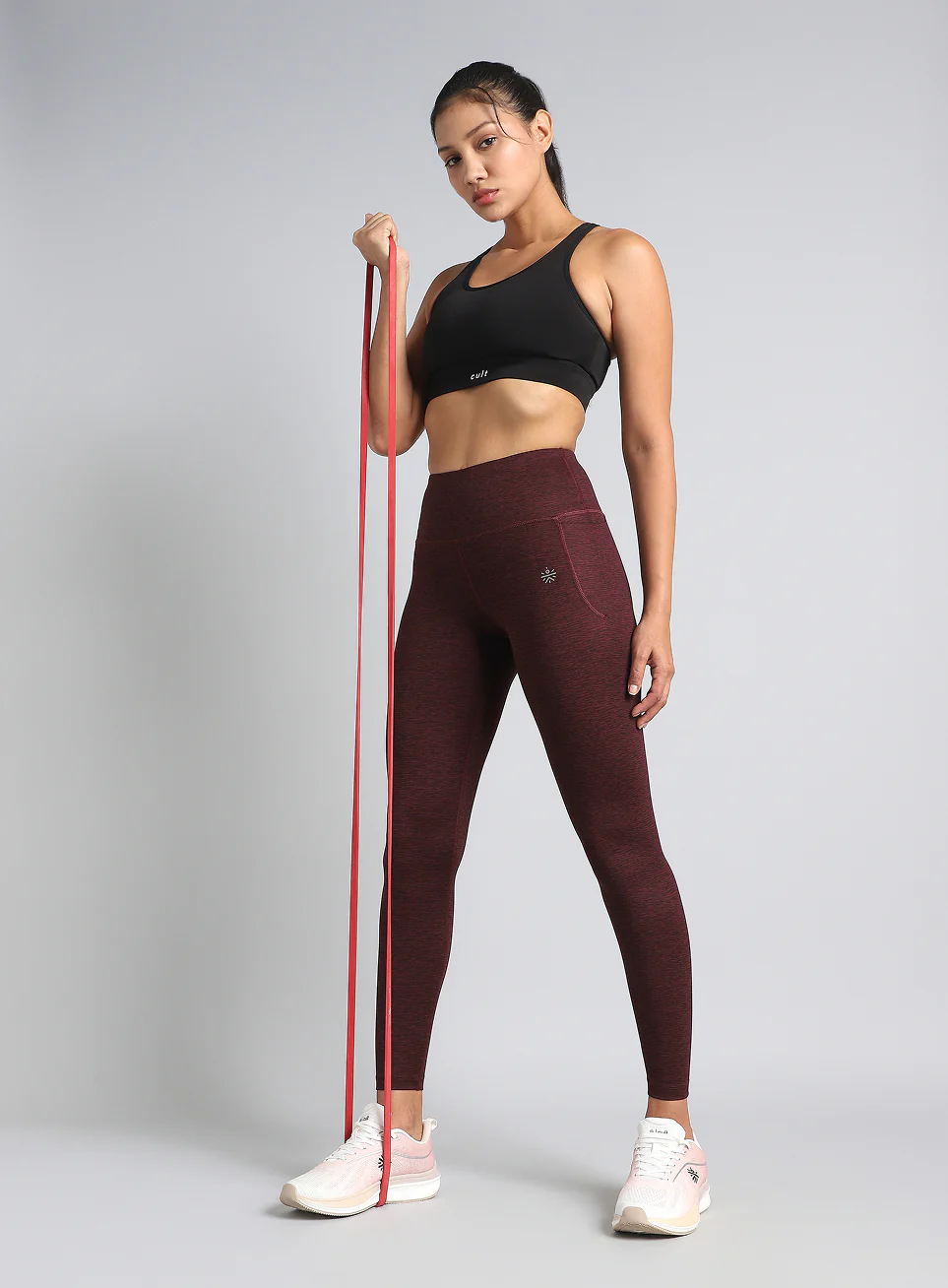 Women's Maroon Printed Train All Day COMFlex Tights - Image 3