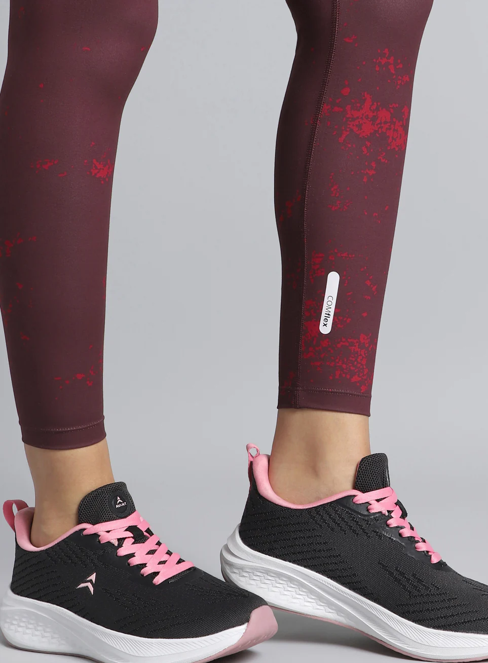 Women's Maroon Printed Train All Day COMFlex Tights - Image 8