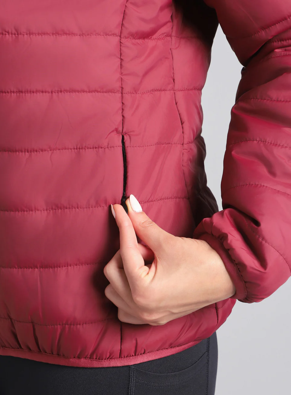 Women's Maroon Puffer Jacket - Image 10