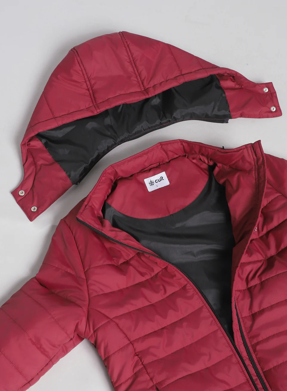 Women's Maroon Puffer Jacket - Image 11