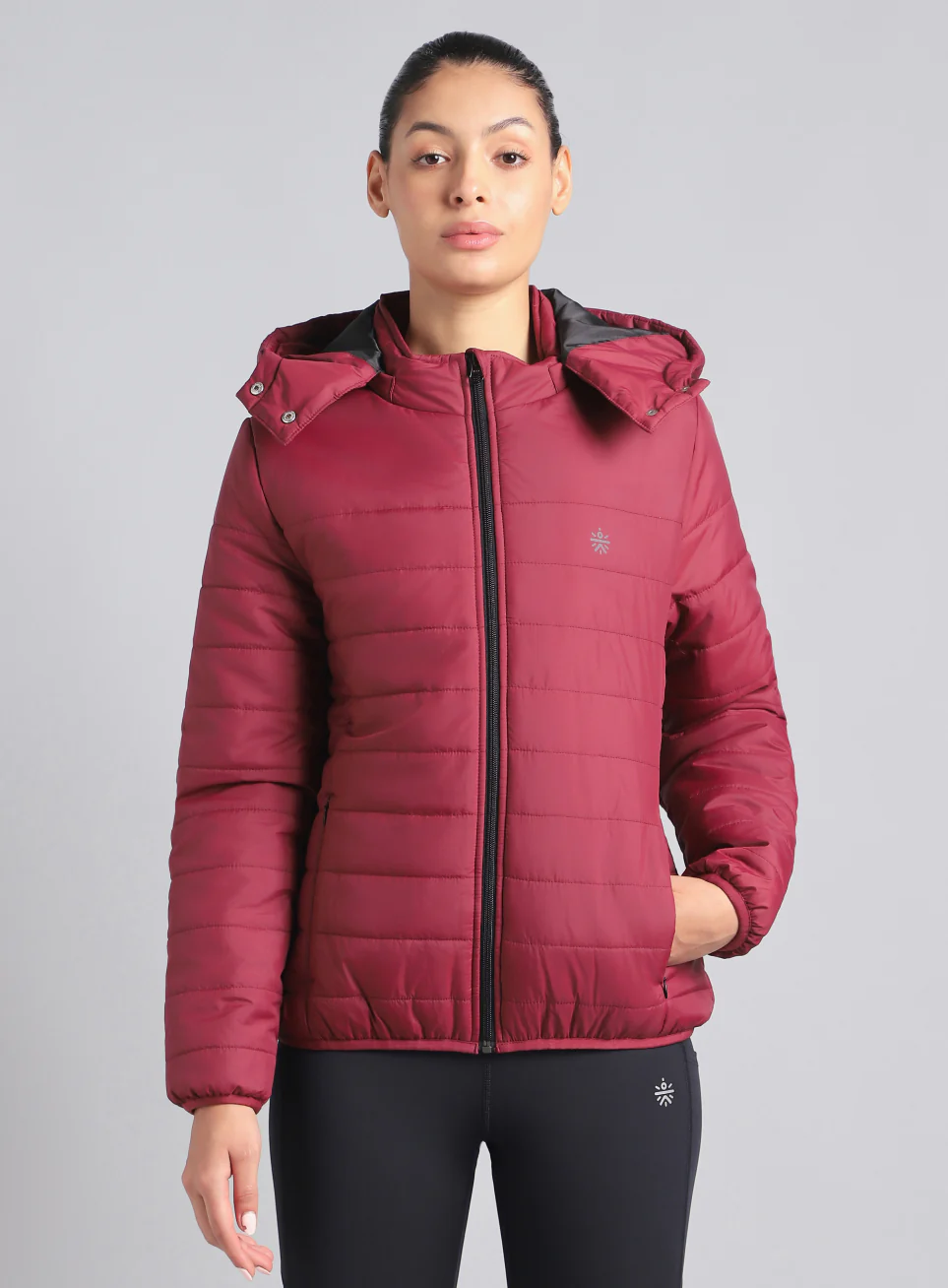 Women's Maroon Puffer Jacket - Image 4