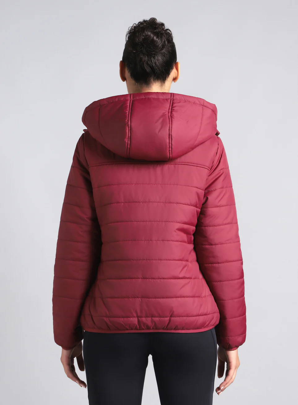Women's Maroon Puffer Jacket - Image 6