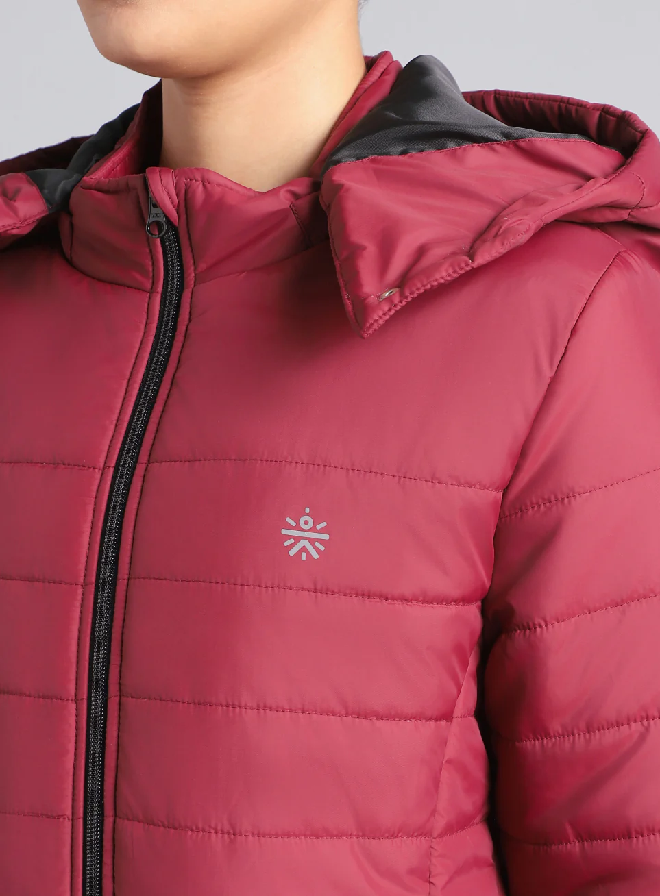 Women's Maroon Puffer Jacket - Image 7