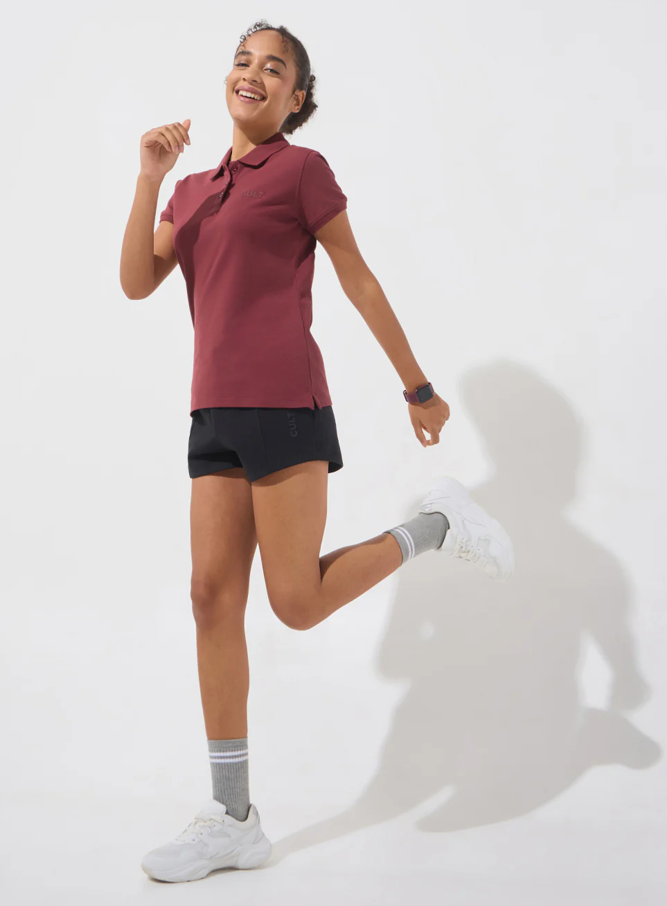 Women's Maroon Soft Form Classic Polo T-shirt - Image 3