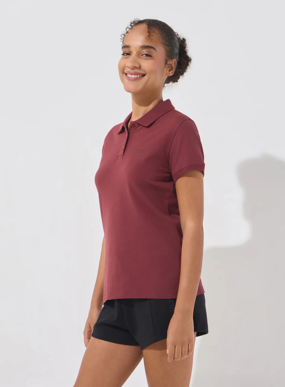 Women's Maroon Soft Form Classic Polo T-shirt - Image 5