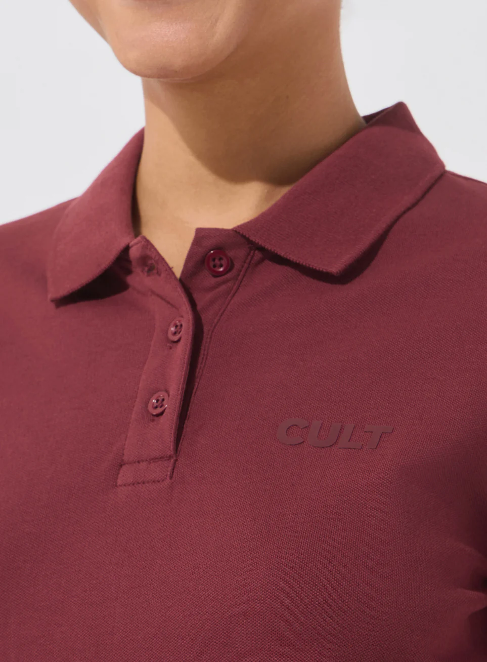 Women's Maroon Soft Form Classic Polo T-shirt - Image 7