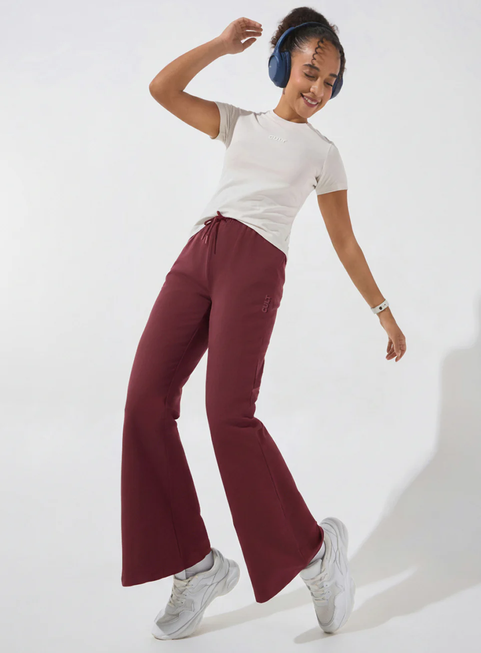 Women's Maroon Soft Form Flow Flared Pants - Image 2