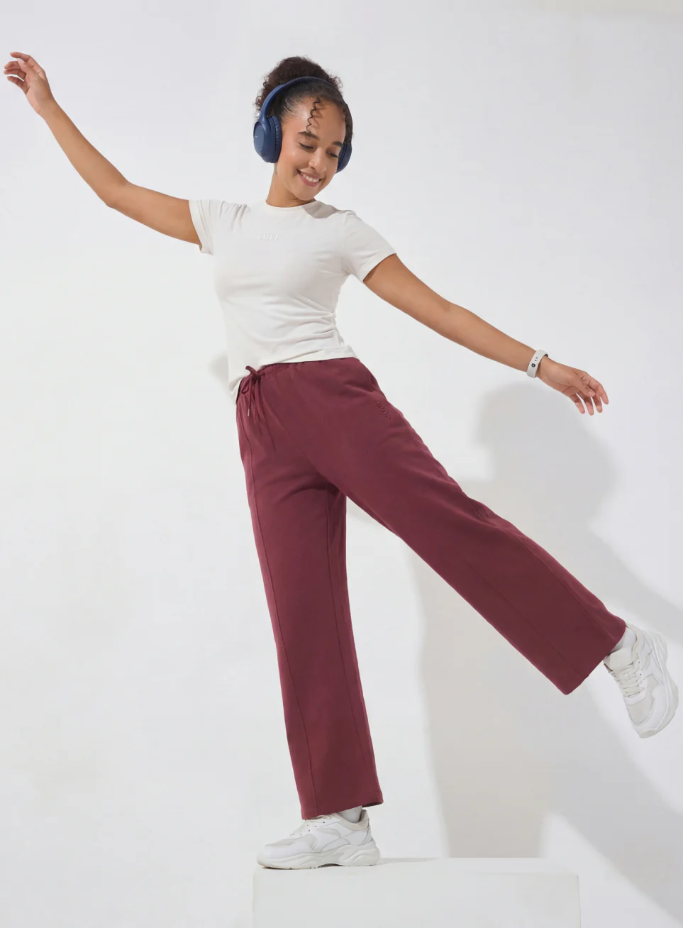 Women's Maroon Soft Form Flow Flared Pants - Image 3