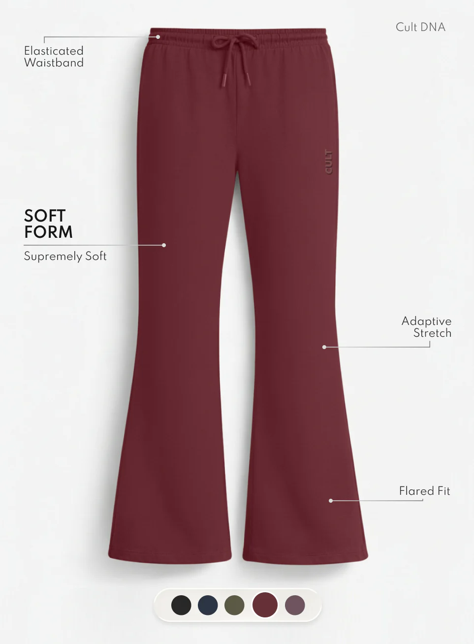 Women's Maroon Soft Form Flow Flared Pants - Image 4