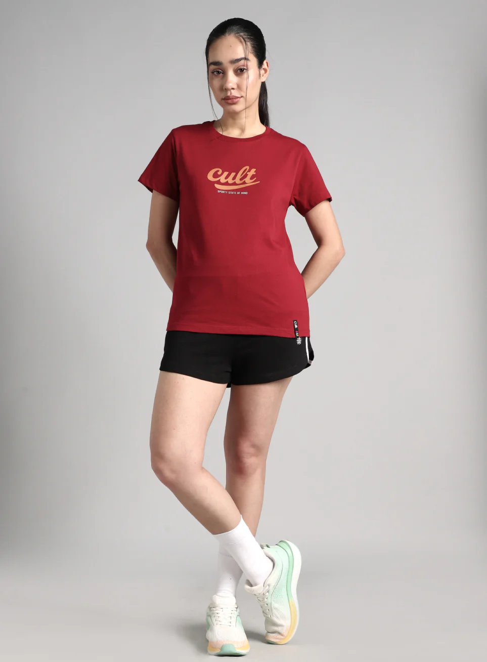 Women's Maroon Sporty Graphic T-shirt - Image 2
