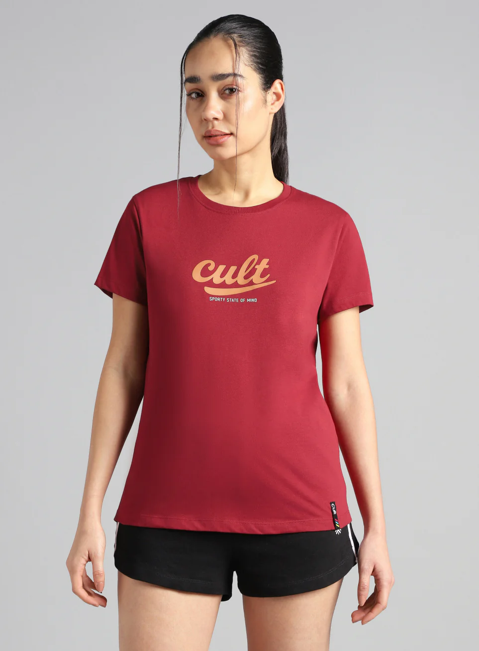 Women's Maroon Sporty Graphic T-shirt - Image 4