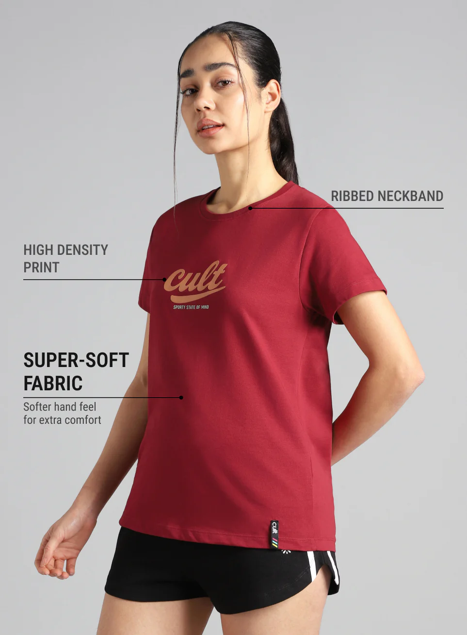 Women's Maroon Sporty Graphic T-shirt - Image 5