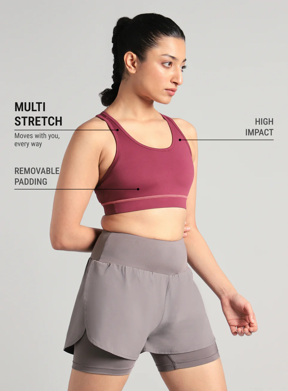 Women's Maroon Train-in Medium Support Sports Bra - Image 5