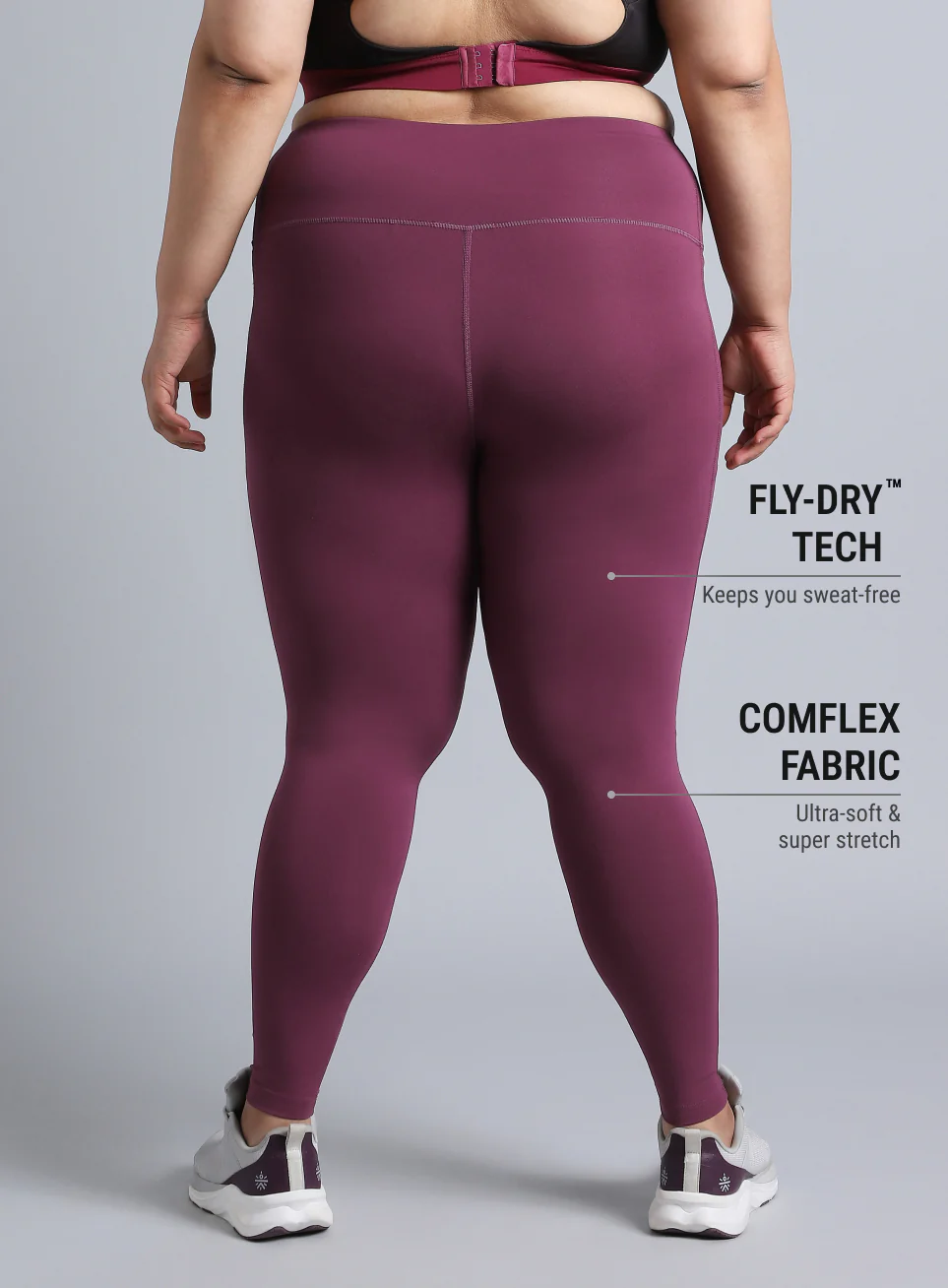 Women's Maroon Training Essential Plus Size Tights - Image 6
