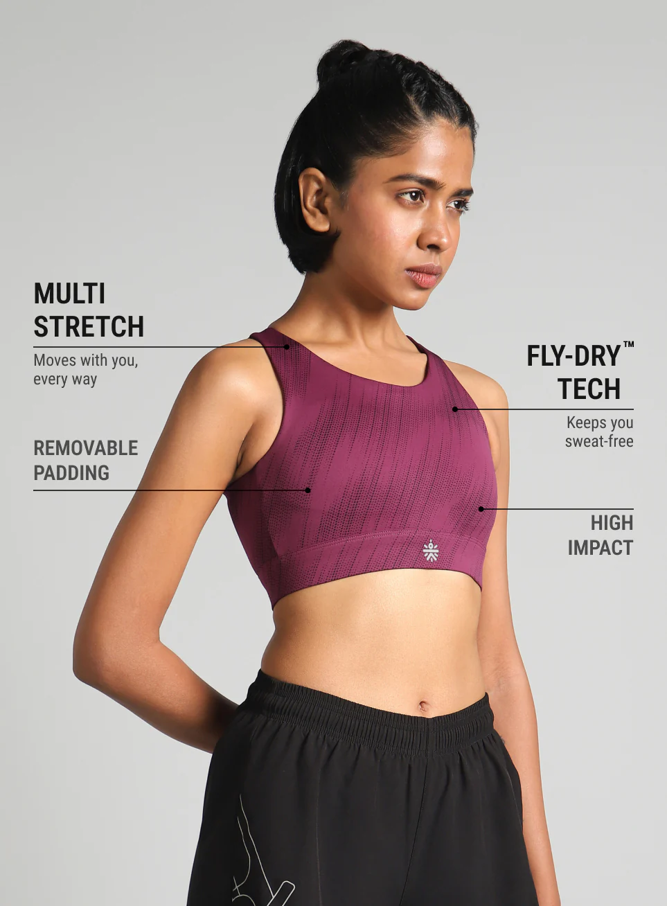 Women's Maroon Training Printed High Support Sports Bra - Image 5